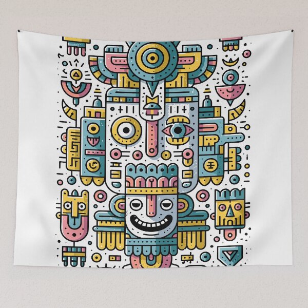 Item preview, Abstract Tribal Robot Doodle Totem designed and sold by Romgora.