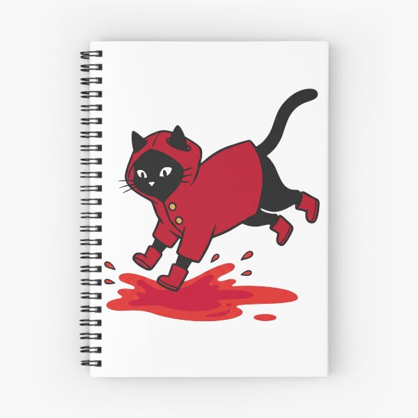 Item preview, Raincoat Cat – Leaping Black Cat in Red Slicker & Boots designed and sold by SewRed.
