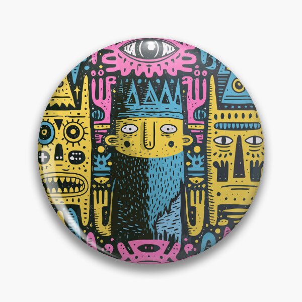 Item preview, Vibrant Doodle Monster Faces Pattern Art designed and sold by Romgora.