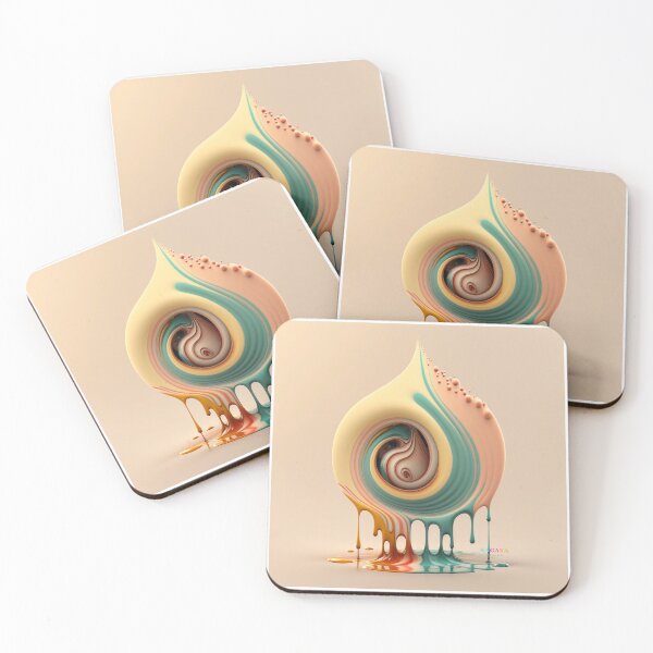 Item preview, Soft Swirl Teardrop in Cream and Teal designed and sold by RAGANADesign.
