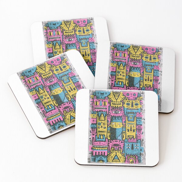 Item preview, Vibrant Doodle Monster Faces Pattern Art designed and sold by Romgora.