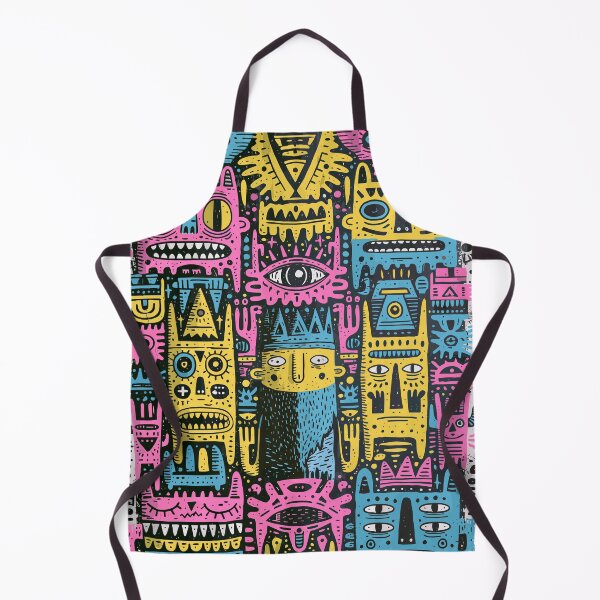 Item preview, Vibrant Doodle Monster Faces Pattern Art designed and sold by Romgora.