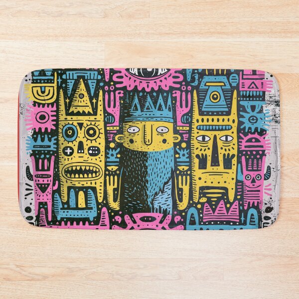 Item preview, Vibrant Doodle Monster Faces Pattern Art designed and sold by Romgora.