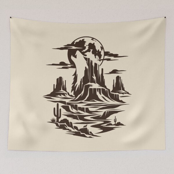 Item preview, American Desert Wolf - Western Wilderness Landscape designed and sold by JonelCrafts.