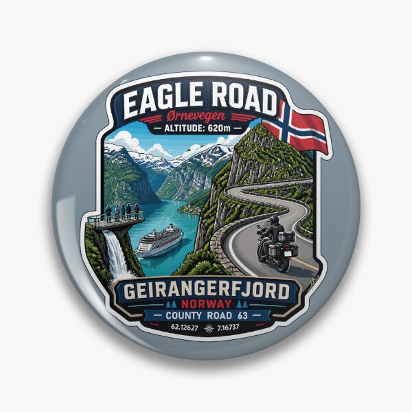 Item preview, Eagle Road Norway Geiranger Scenic Mountain Pass Motorcycle Sticker TShirt 06 designed and sold by OuterShellUK.