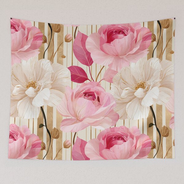 Item preview, Blush Pink and Ivory Roses with Gold Stripes designed and sold by haleymaree.