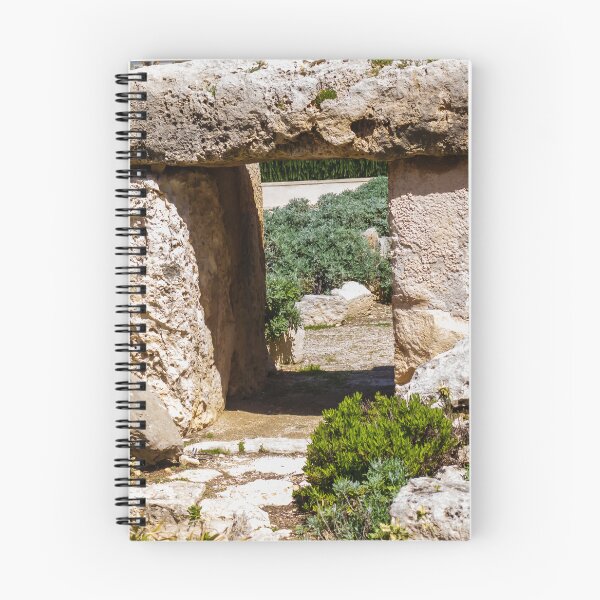 Item preview, Megalithic Stone Tomb Entrance Surrounded by Mediterranean Shrub Garden and Weathered Limestone Rocks designed and sold by Nmallia.
