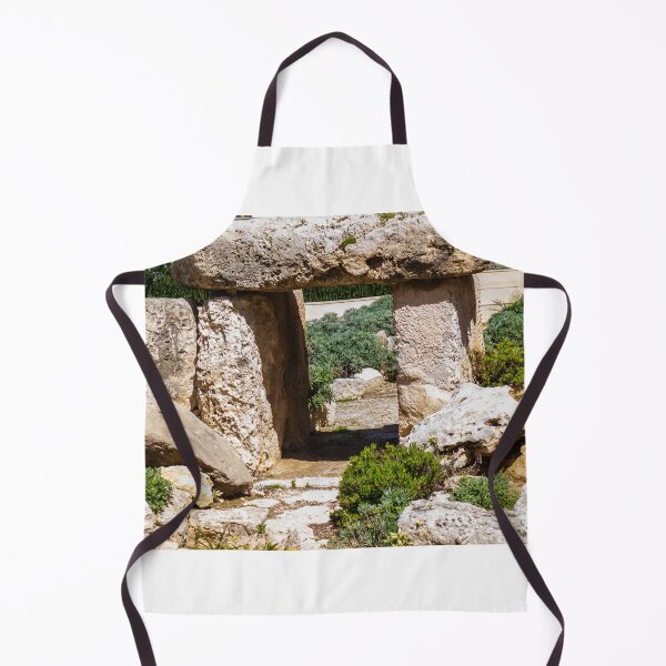 Item preview, Megalithic Stone Tomb Entrance Surrounded by Mediterranean Shrub Garden and Weathered Limestone Rocks designed and sold by Nmallia.