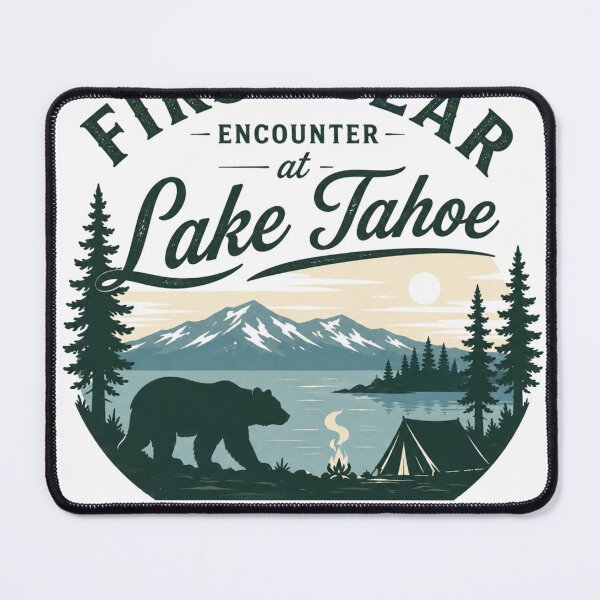 Item preview, First Bear Encounter Lake Tahoe Vintage California Camping National Park Tee designed and sold by Yellowriversss.