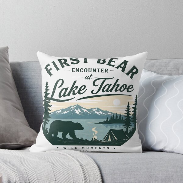 Item preview, First Bear Encounter Lake Tahoe Vintage California Camping National Park Tee designed and sold by Yellowriversss.