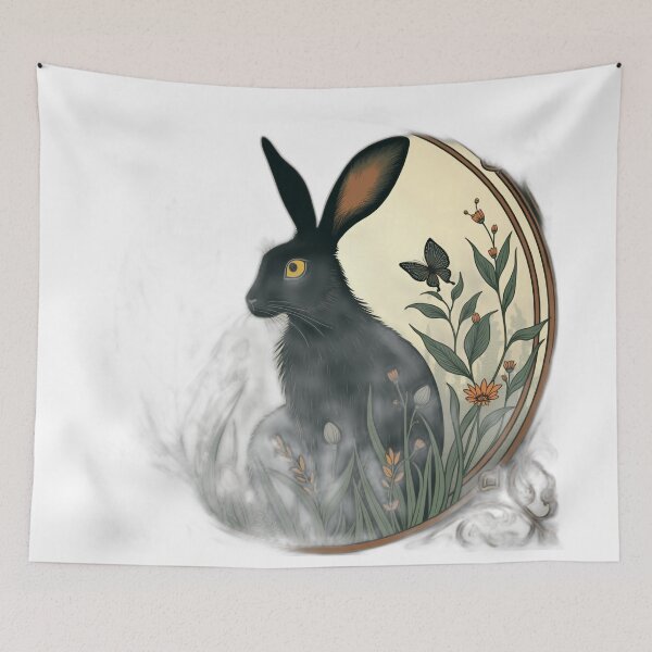 Item preview, Enchanted Black Rabbit Botanical Fantasy designed and sold by profustock.
