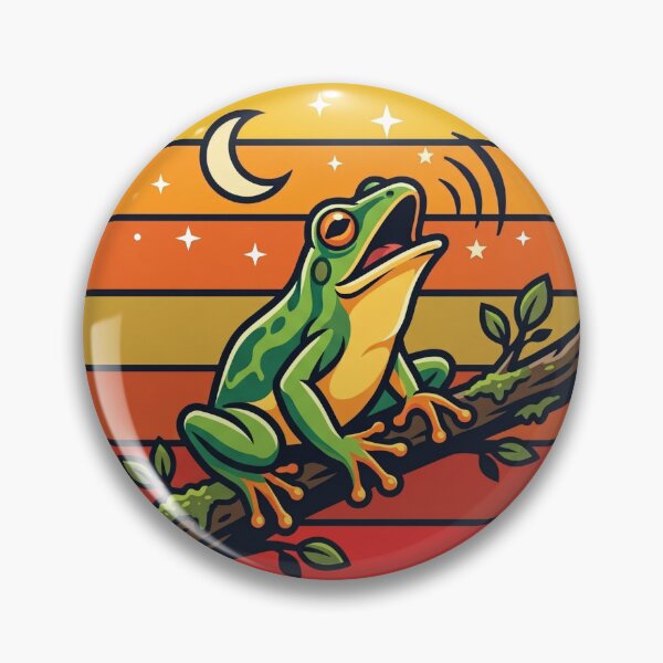 Item preview, Frog Howling At The Moon Retro Moon Vintage Night designed and sold by BeaBuzz.