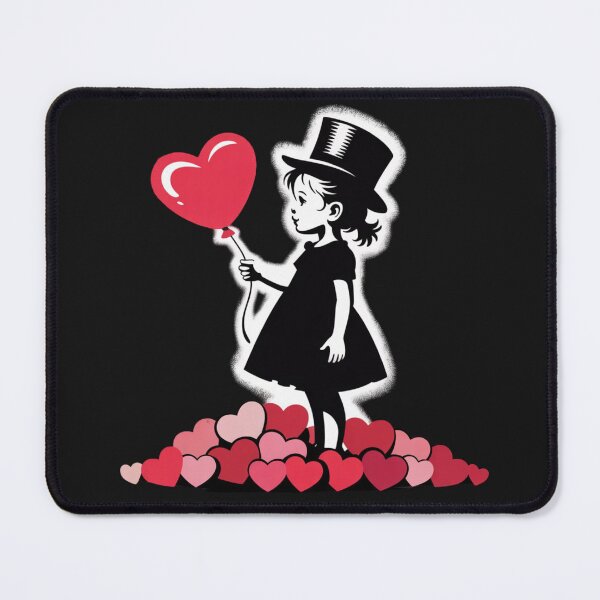 Item preview, Banksy-esque illustration of a girl holding a heart-shaped balloon designed and sold by 123ks.
