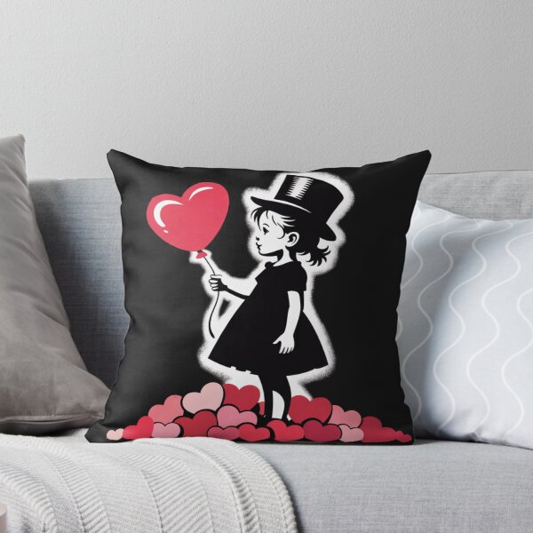 Item preview,  Banksy-esque illustration of a girl holding a heart-shaped balloon designed and sold by 123ks.
