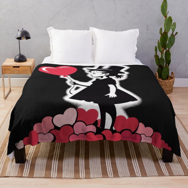 Item preview, Banksy-esque illustration of a girl holding a heart-shaped balloon designed and sold by 123ks.