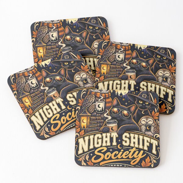 Item preview, Night Shift Society Members Only | Vintage Night Owl Coffee Club Graphic | Cat Owl Streetwear designed and sold by warlistop.