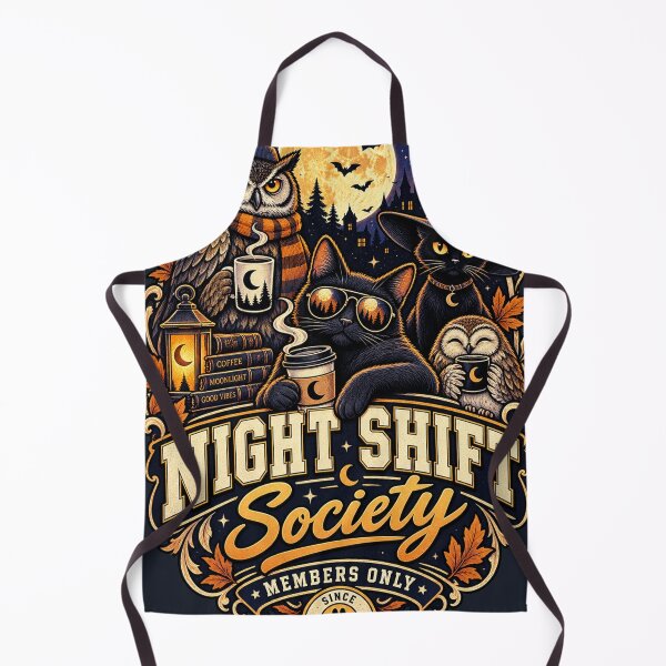 Item preview, Night Shift Society Members Only | Vintage Night Owl Coffee Club Graphic | Cat Owl Streetwear designed and sold by warlistop.