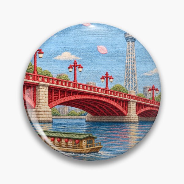 Item preview, Sumida River Embroidered Postage Stamp Sticker designed and sold by Little Post from Japan.