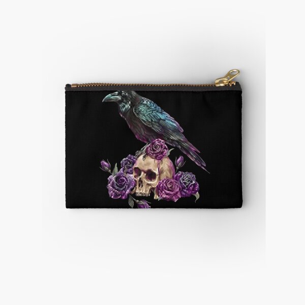 Item preview, Gothic Raven On Skull Purple Roses Dark Fantasy Crow Tattoo designed and sold by haitrieuic96.