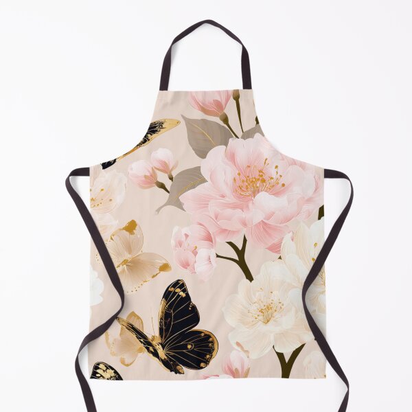 Item preview, Black and Gold Butterflies Among Pink Cherry Blossoms designed and sold by haleymaree.