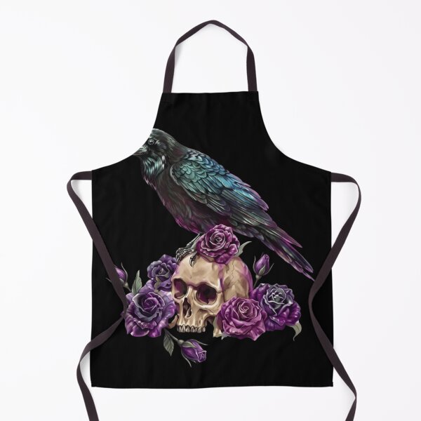 Item preview, Gothic Raven On Skull Purple Roses Dark Fantasy Crow Tattoo designed and sold by haitrieuic96.