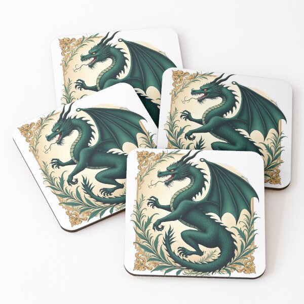 Item preview, Emerald Green Dragon Botanical Emblem designed and sold by profustock.