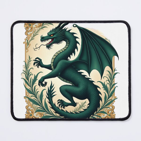 Item preview, Emerald Green Dragon Botanical Emblem designed and sold by profustock.