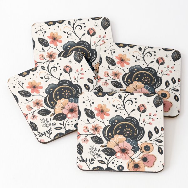 Item preview, Midnight Garden – Black & Blush Botanical Floral Pattern designed and sold by Hustlingminds.