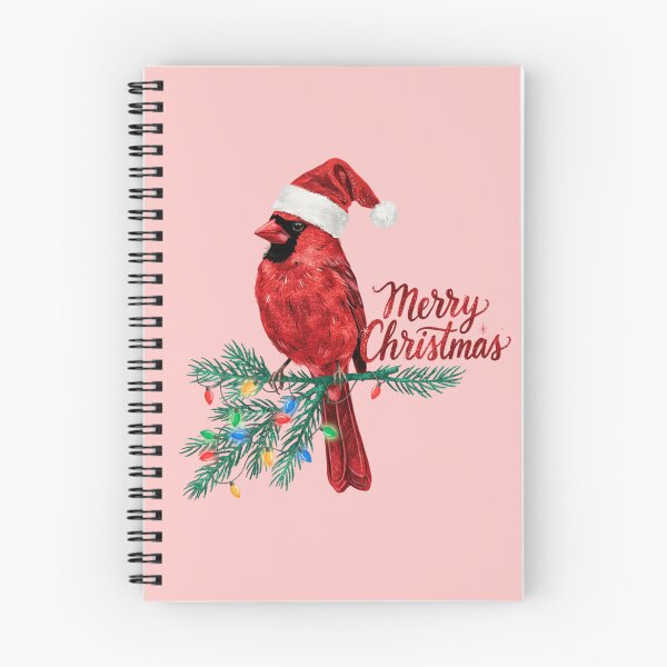 Item preview, Northern Cardinal wearing a red glitter Santa hat - Merry Christmas designed and sold by 123ks.