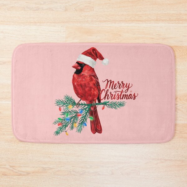 Item preview, Northern Cardinal wearing a red glitter Santa hat - Merry Christmas designed and sold by 123ks.