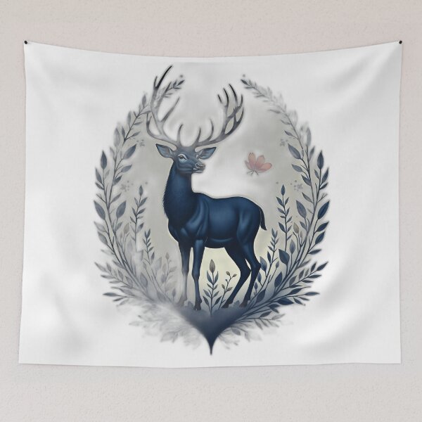 Item preview, Mystical Blue Deer Woodland Emblem designed and sold by profustock.