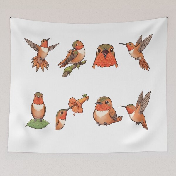 Item preview, Cute Hummingbird Flower Nectar Flying Bird Aesthetic designed and sold by Rehnair.