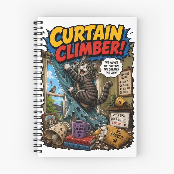 Item preview, Curtain Climber – Funny Comics Design designed and sold by Mac Sketches.