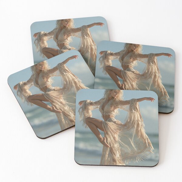 Item preview, Blonde in Gold Fringe Lace on the Beach | Goddess Pin-Up for Man Cave designed and sold by Synth Seduction.