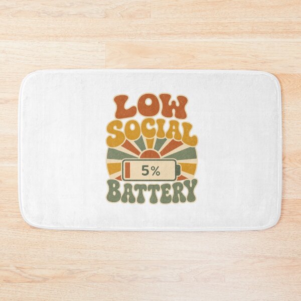 Item preview, Low Social Battery 5 percent Retro Sunburst slogan designed and sold by BoosterShop.