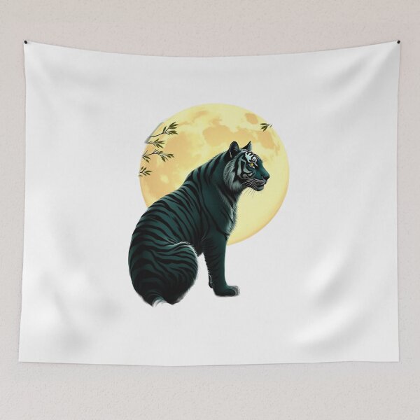 Item preview, Mystical Black Tiger Under Golden Moon designed and sold by profustock.