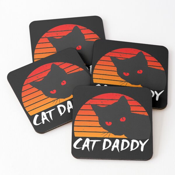 Item preview, Cat Daddy Retro Sunset Black Cat Glowing Eyes designed and sold by OlyvieArt.