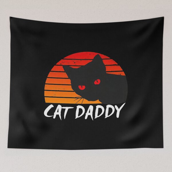 Item preview, Cat Daddy Retro Sunset Black Cat Glowing Eyes designed and sold by OlyvieArt.