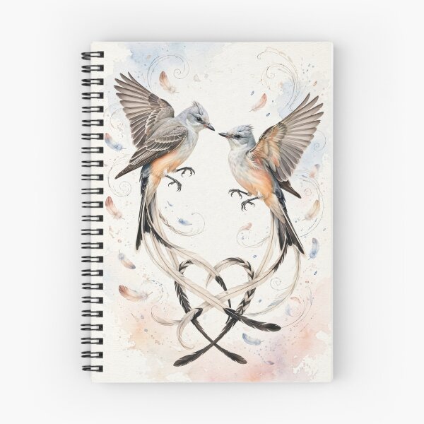 Item preview, Romantic Scissor-tailed Flycatcher Dance - Peach and Blue Wildlife Wall Art designed and sold by PickyAura.