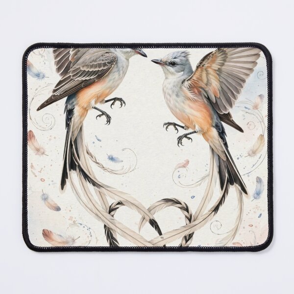 Item preview, Romantic Scissor-tailed Flycatcher Dance - Peach and Blue Wildlife Wall Art designed and sold by PickyAura.