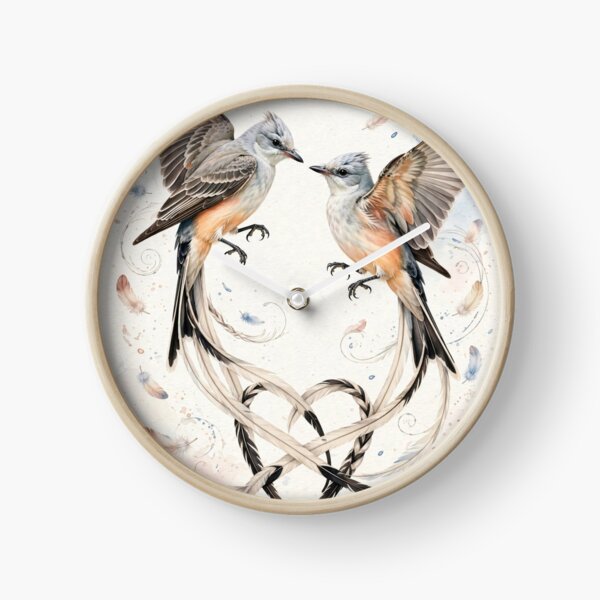 Item preview, Romantic Scissor-tailed Flycatcher Dance - Peach and Blue Wildlife Wall Art designed and sold by PickyAura.