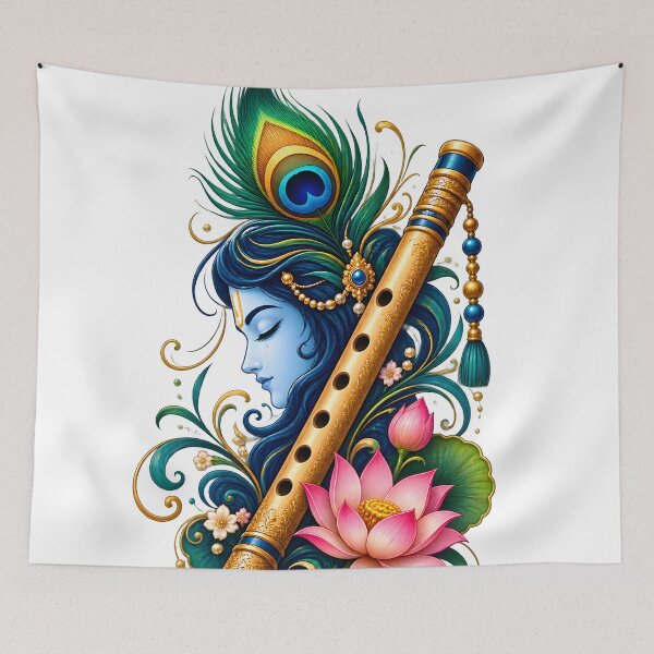 Artikelvorschau, Krishna-Flöte Pfauenfederkunst entworfen und verkauft von hutofdesigns.