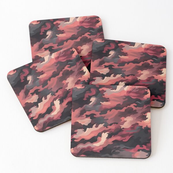 Item preview, Coral Red Camo Pattern Charcoal and Peach Camouflage designed and sold by Nine Lives Studio.