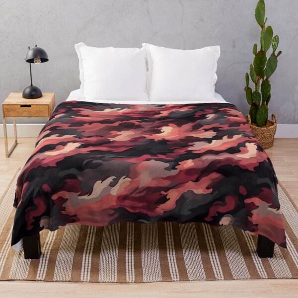 Item preview, Coral Red Camo Pattern Charcoal and Peach Camouflage designed and sold by Nine Lives Studio.