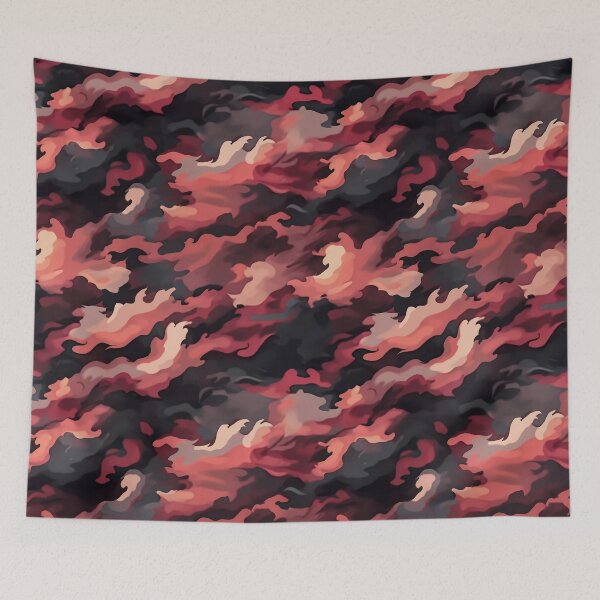 Item preview, Coral Red Camo Pattern Charcoal and Peach Camouflage designed and sold by Yoruhara.