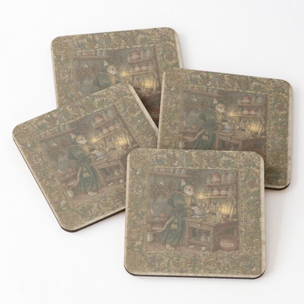 Item preview, Medieval Cat Apothecary Grinding Herbs Manuscript Art designed and sold by PictorialWhimsy.