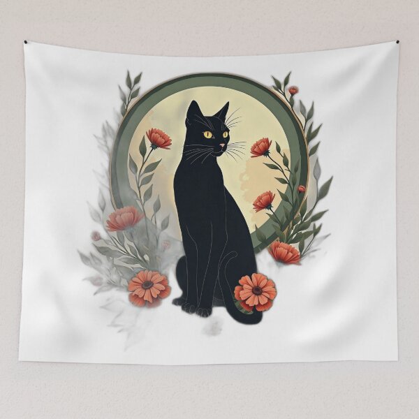 Item preview, Gothic Black Cat Floral Moon designed and sold by profustock.