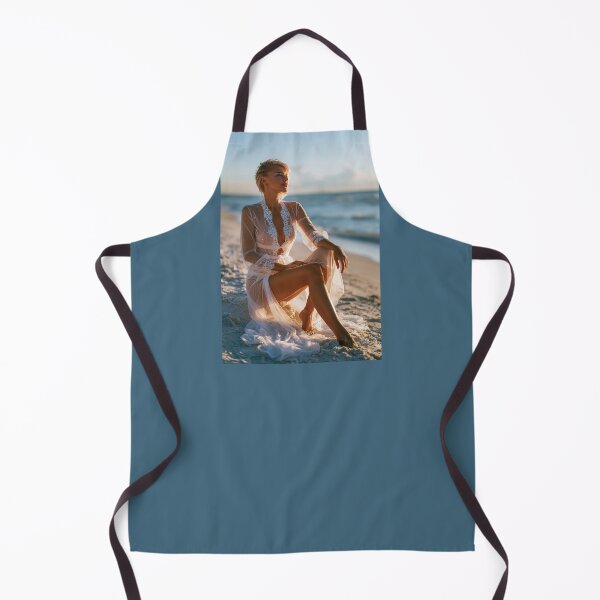 Item preview, Short Hair Blonde in Sheer White Robe on the Beach | Elegant Pin-Up for Man Cave designed and sold by SynthSeduction.
