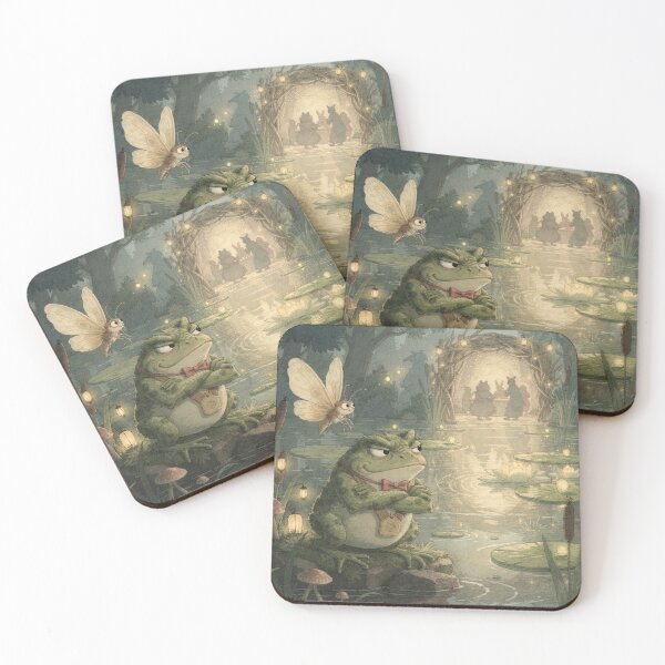 Item preview, Grumpy Toad Bouncer Guarding the Pond Club Cottagecore Art designed and sold by PictorialWhimsy.