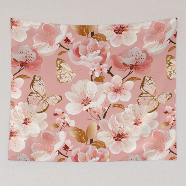 Item preview, Golden Butterflies Among Blush Cherry Blossoms designed and sold by haleymaree.
